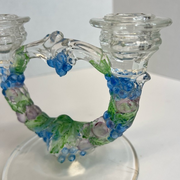 VTG MCM Indiana Glass Garland Grapevine Double Taper Candlestick Holder Superb! - Picture 7 of 11